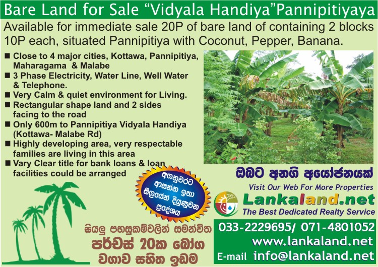 Pannipitiya Land for sale