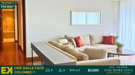 Living Room - Multiple Listings | 2 Bedrooms at One Galle Face For Rent | Starting from $2,500 | Colombo 1