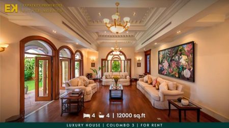Living Room - Luxury House | 4 Bedrooms | For Rent | Colombo 3 | Fully Furnished | 12000 SQ.FT | EK-1176