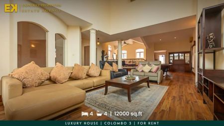 Living Room - Luxury House | 4 Bedrooms | For Rent | Colombo 3 | Fully Furnished | 12000 SQ.FT | EK-1176