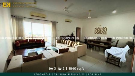 Living Room - 3 Bedroom Apartment | Trillium Residencies | For Rent | Fully Furnished | Colombo 8 | 1840 sq.ft | EK-1232