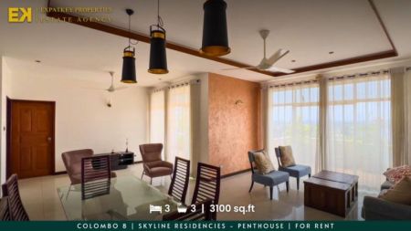Living Room - 3 Bedroom Penthouse Apartment For Rent in Skyline Residencies | 3100 sq.ft | Colombo 8 | EK-1292