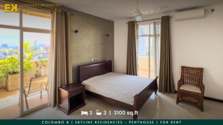 Bedroom - 3 Bedroom Penthouse Apartment For Rent in Skyline Residencies | 3100 sq.ft | Colombo 8 | EK-1292