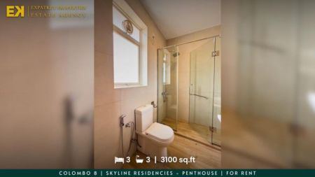 Bathroom - 3 Bedroom Penthouse Apartment For Rent in Skyline Residencies | 3100 sq.ft | Colombo 8 | EK-1292