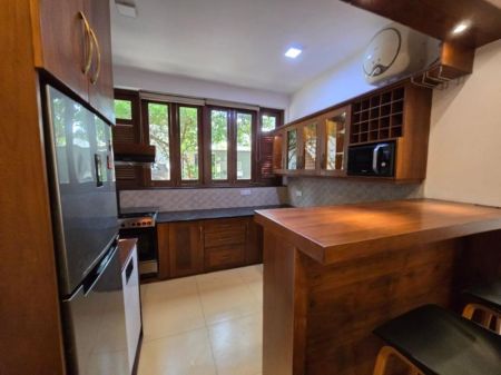 Kitchen - Modern 03 bedroom semi-furnished 3,000 Sq Ft new house with large rooftop terrace in Nugegoda for immediate rental.