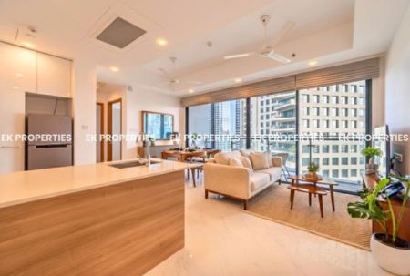 Living Room - 2 Bedroom Furnished Apartment For Rent in Capitol Twin Peaks, Colombo 2 | Above 25th Floor | EK-1452