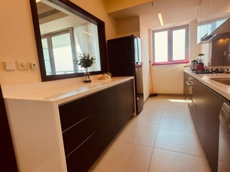 Kitchen - Cinnamon Life/full sea views/high-end furnished/02beds/for rent in Colombo-02. 