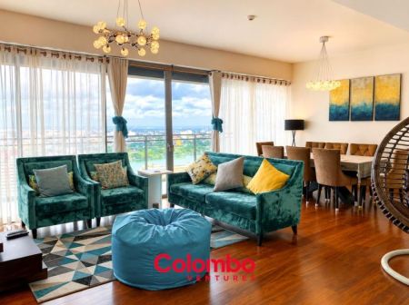 Living Room - ONE GALLE FACE - 2 Room East Tower Type-E Fully Furnished Luxury Apartment for RENT –  Shangri-la, Col.2  (AR-222)