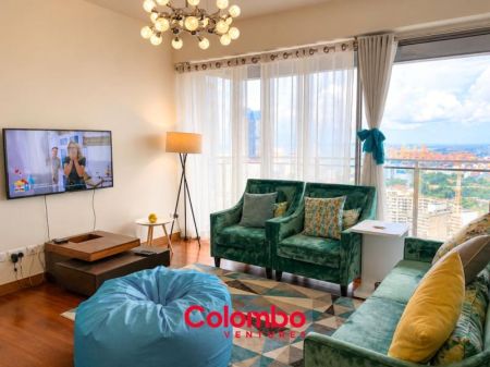 Living Room - ONE GALLE FACE - 2 Room East Tower Type-E Fully Furnished Luxury Apartment for RENT –  Shangri-la, Col.2  (AR-222)