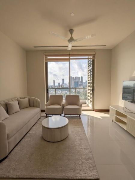 Living Room - 2 Bedroom fully furnished Sea view Prime Grand Apartment for rent at LKR 500 000 per month in Colombo 07