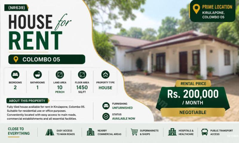 Exterior - House for rent in Colombo 5
