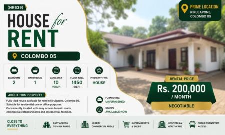 Exterior - (NR639) House for Rent in Colombo 05