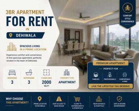 Living Room - (NAR665) 3BR Apartment for Rent in Dehiwala