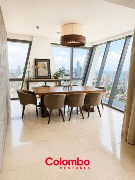 Dining room - ALTAIR - 4 Room Sloping Sea View Fully Furnished Luxury Apartment for RENT - Colombo 2  (AR-223)
