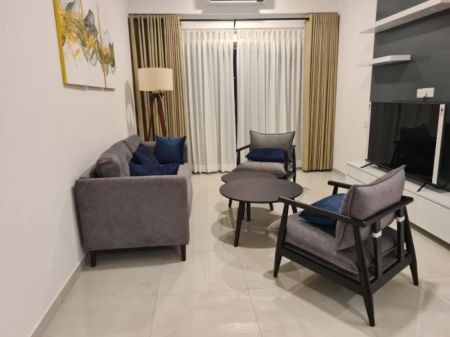 Living Room - Fully Furnished 2-Bedroom Apartment for Rent at Iconic Galaxy / LKR 310,000 Monthly (EM009AM)