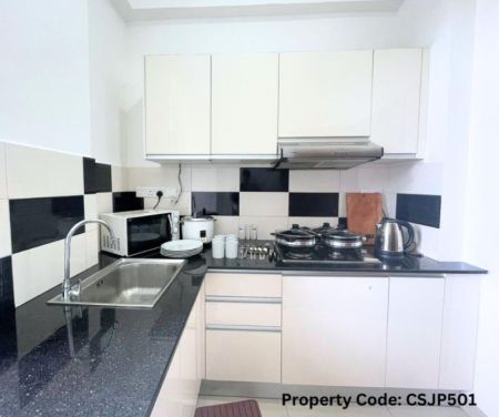 Kitchen - 3-Bedroom Fully Furnished Apartment for Long-Term Rental in Wellawatte. (Property Code CSJP5001)