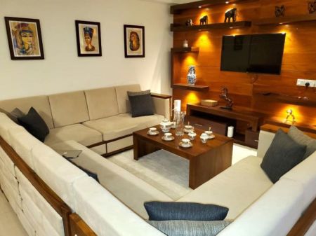 Living Room - Fully Furnished 3-Bedroom Apartment for Sale – Peterson Tower, Havelock City, Colombo 05