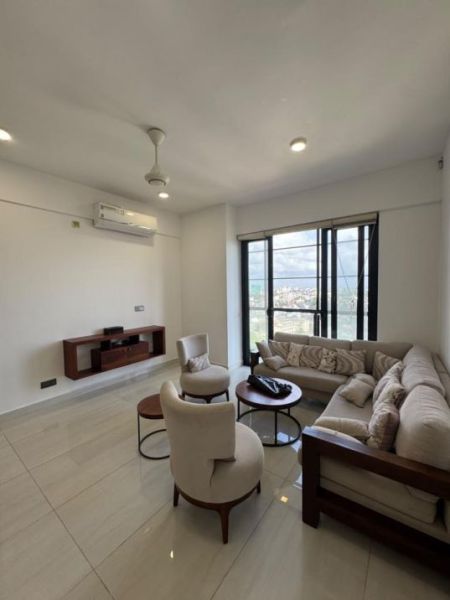 Living Room - Elegant Fully Furnished 3BR Apartment with City Views at Park Heights, Colombo 05