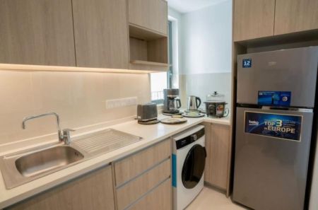 Kitchen -  LKR 73 Million (Negotiable) – Fully Furnished 2BR Apartment for Sale at Trizen, Colombo 02 (33rd Floor | 920 Sqft) 🏙️