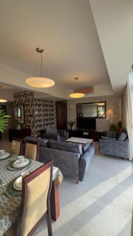 Living Room - Fully Furnished 2 Bedroom with Port City & Lotus Tower Views for Rent - Emperor Residence