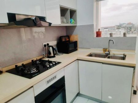 Kitchen - sea view Fully Furnished Apartment For Rent Dehiwala