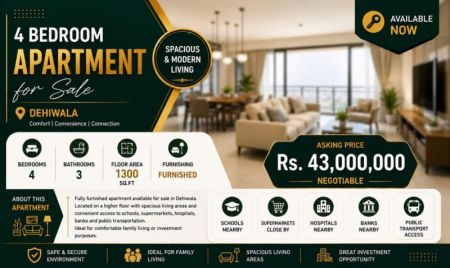 Living Room - (NA647) 4BR Apartment for Sale in Dehiwala