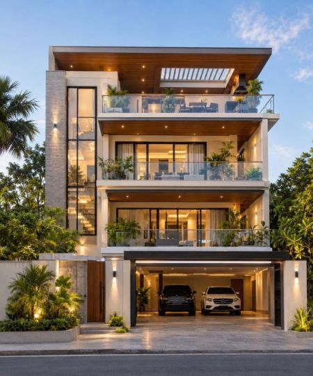 Exterior - 4-Floor House — Recently Built & Finished
