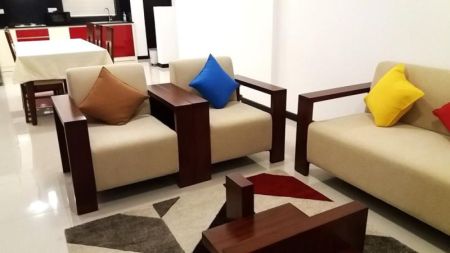 Living Room - Higher-Floor Fully Furnished 3-Bedroom Apartment for Sale – Highness Apartment, Rajagiriya
